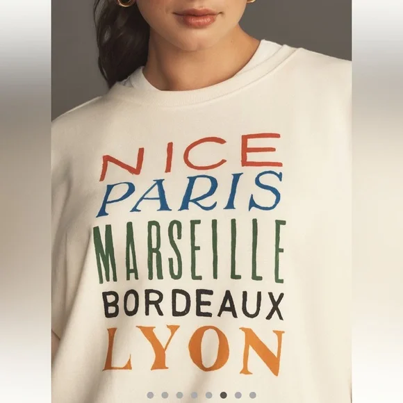 Anthropologie Cream Graphic Sweatshirt - Picture 6 of 9